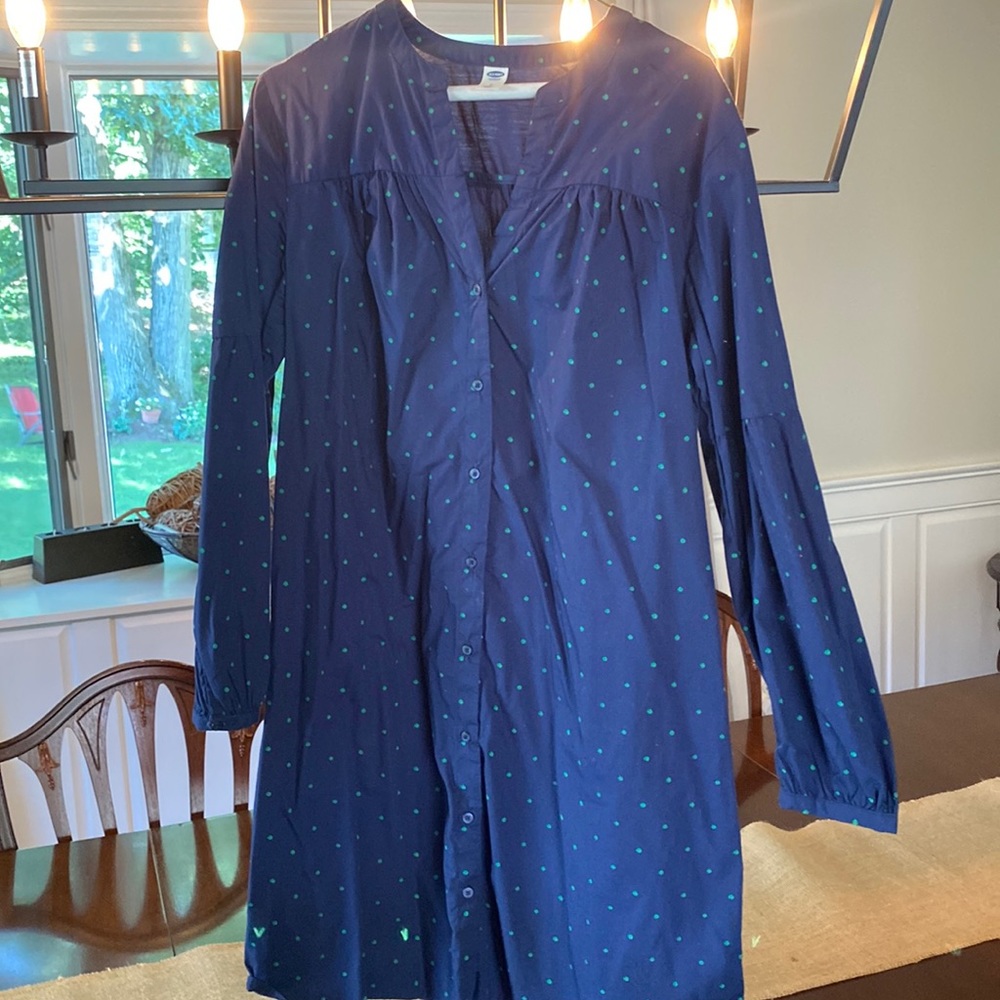 Adorable Old Navy Navy Blue with Green Dress!  Size L!  Excellent Condition!